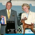 The late George Heitzman honoring Ritzy's win. This cute, snazzy girl finished her CH. at 7 months of age.